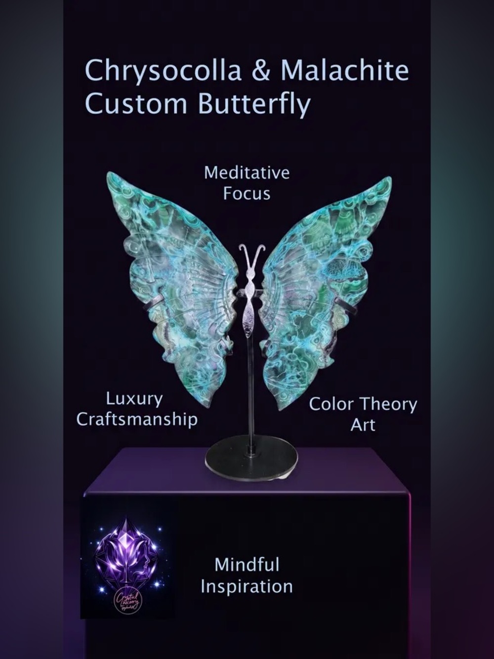 Chrysocolla and Malachite Custom Butterfly and Stand - CHRYSOBTFLY